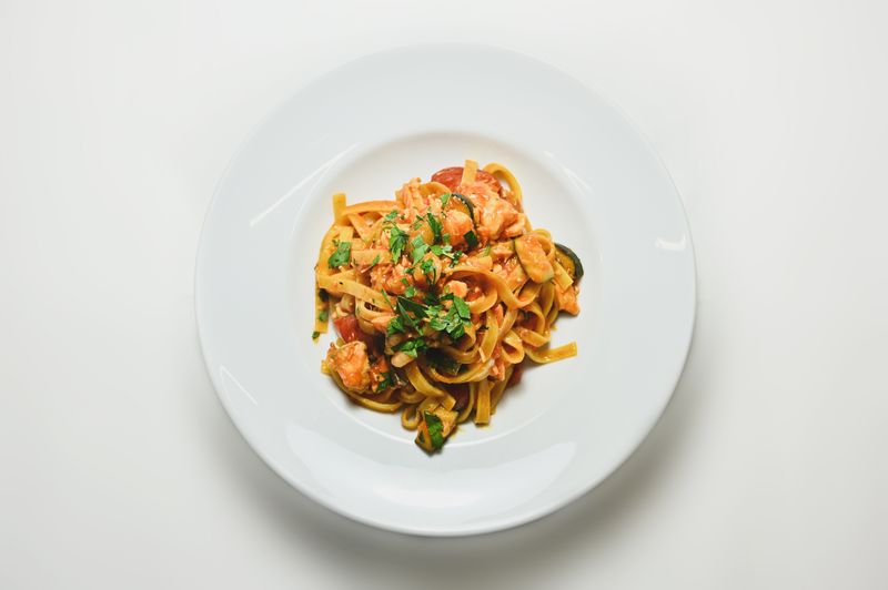 Creamy Shrimp Fettuccine Alfredo with garlic and parmesan